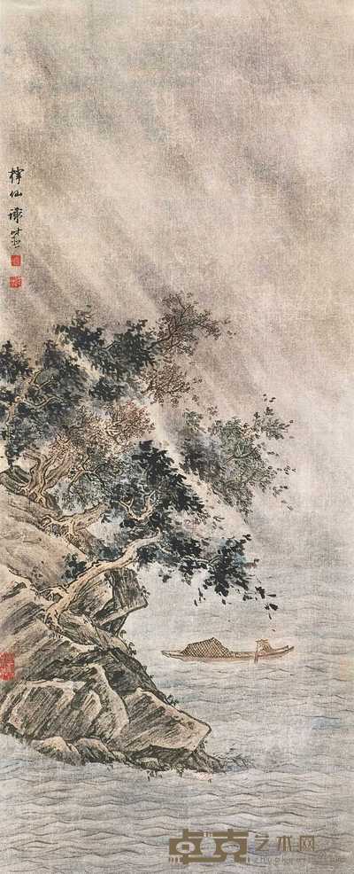 谢时臣 风雨归舟 立轴 130×53cm